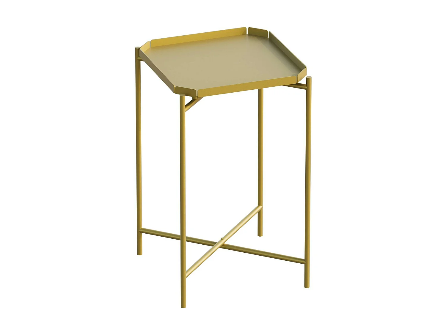 Petite table d’appoint dorée carrée, pieds croisés SFAX