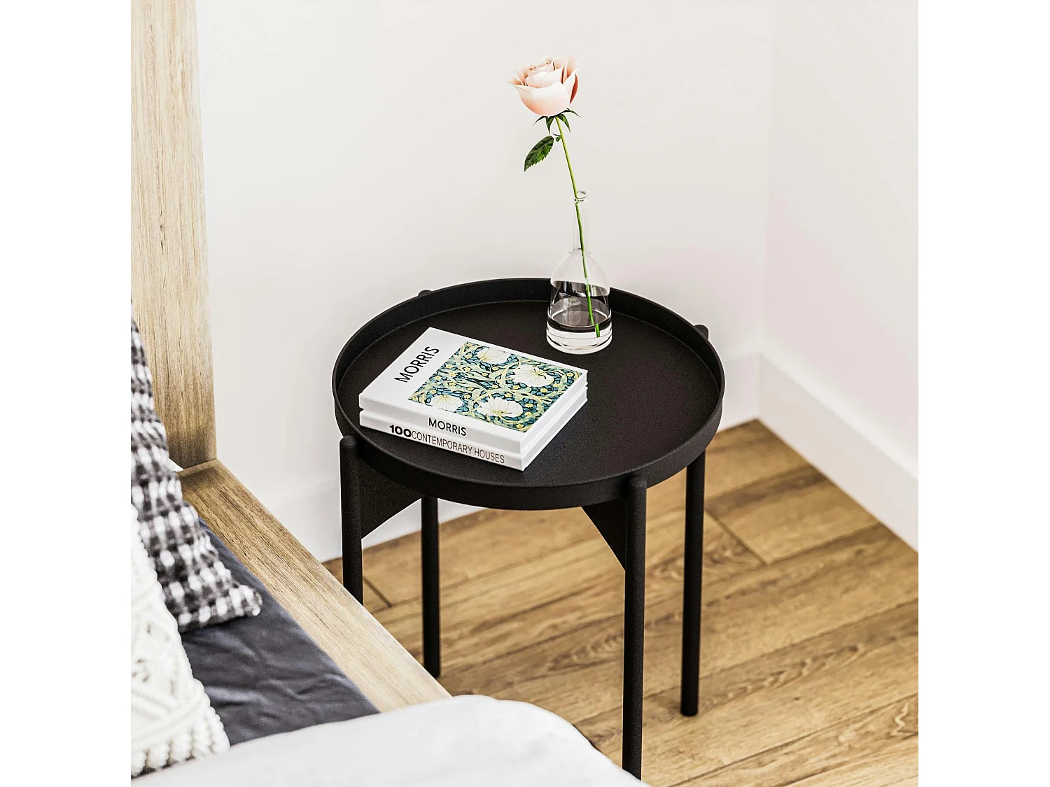 Petite table ronde noire design & plateau assorti SFAX