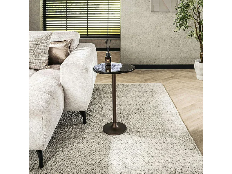 Bout de canapé verre – finition cuivre antique, 60 cm LAGUNA