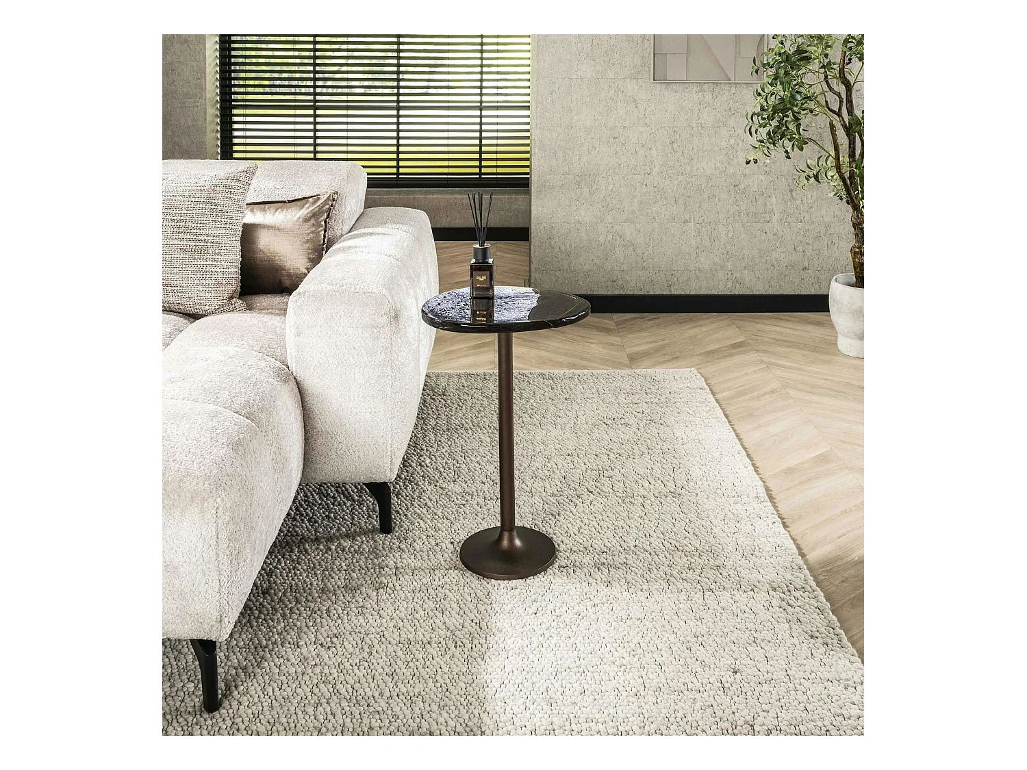 Bout de canapé verre – finition cuivre antique, 60 cm LAGUNA