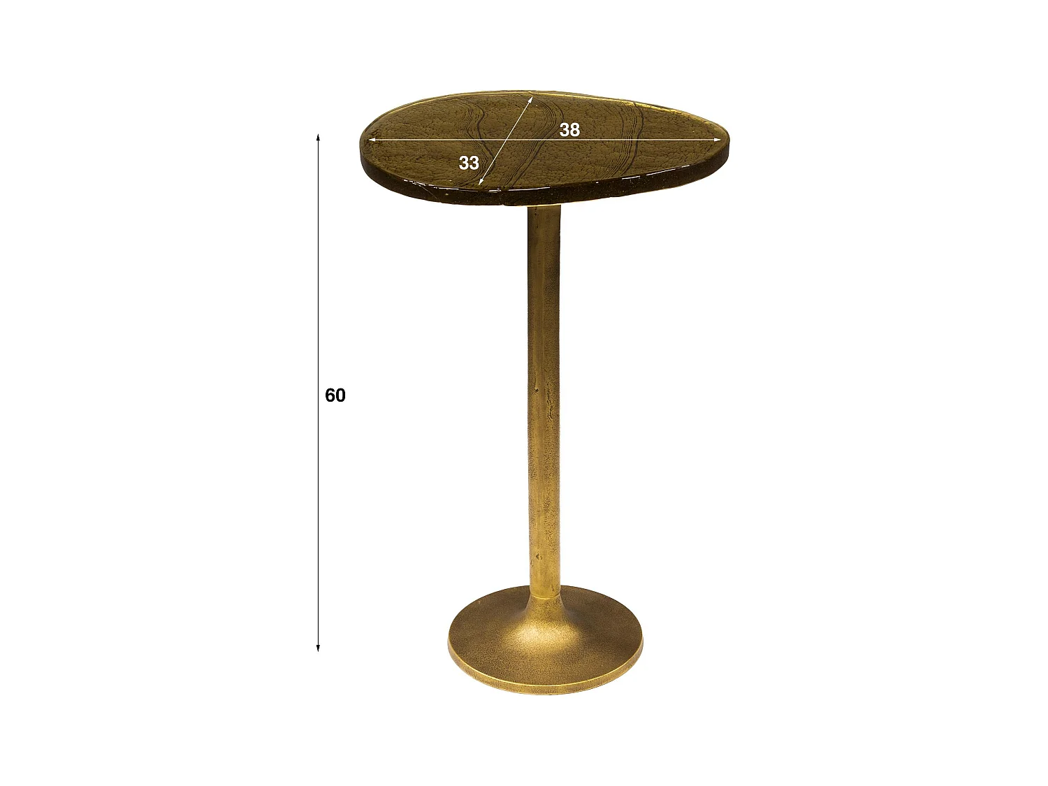 Bout de canapé verre – finition cuivre antique, 60 cm LAGUNA