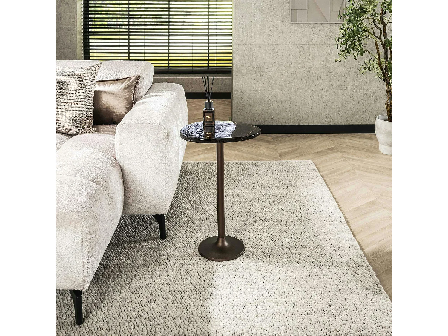 Bout de canapé verre – finition cuivre antique, 60 cm LAGUNA