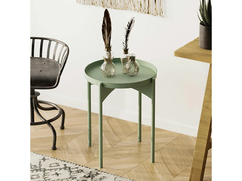 Petite table ronde verte design & plateau assorti SFAX
