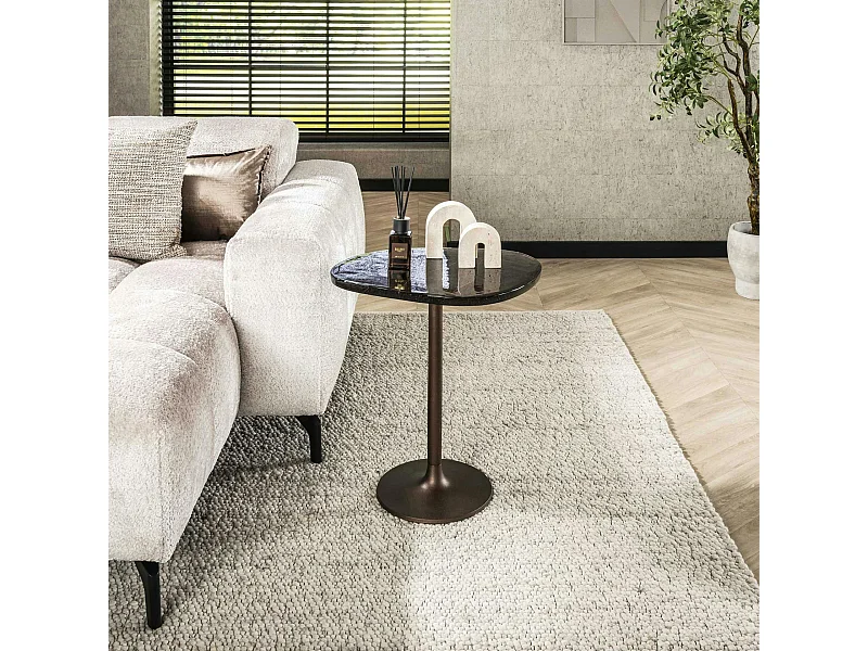 Bout de canapé verre – finition cuivre antique, 55 cm LAGUNA