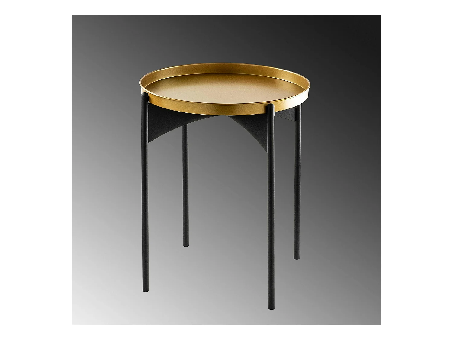 Petite table ronde noire design & plateau doré SFAX