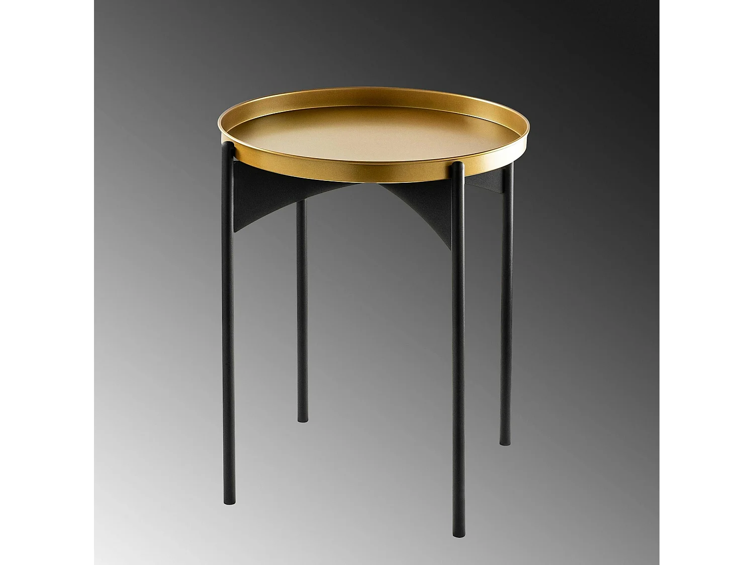 Petite table ronde noire design & plateau doré SFAX