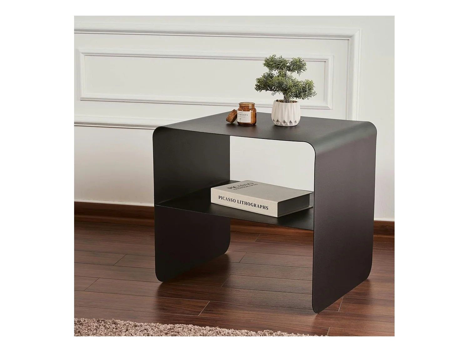 Table d’appoint design métal noir – 2 plateaux SFAX