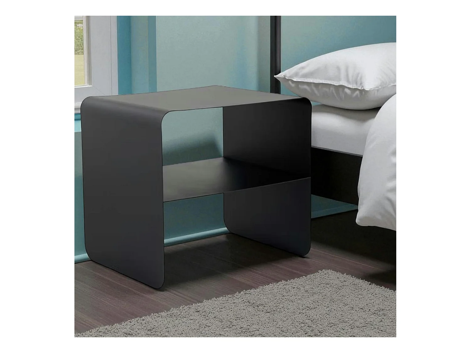 Table d’appoint design métal noir – 2 plateaux SFAX