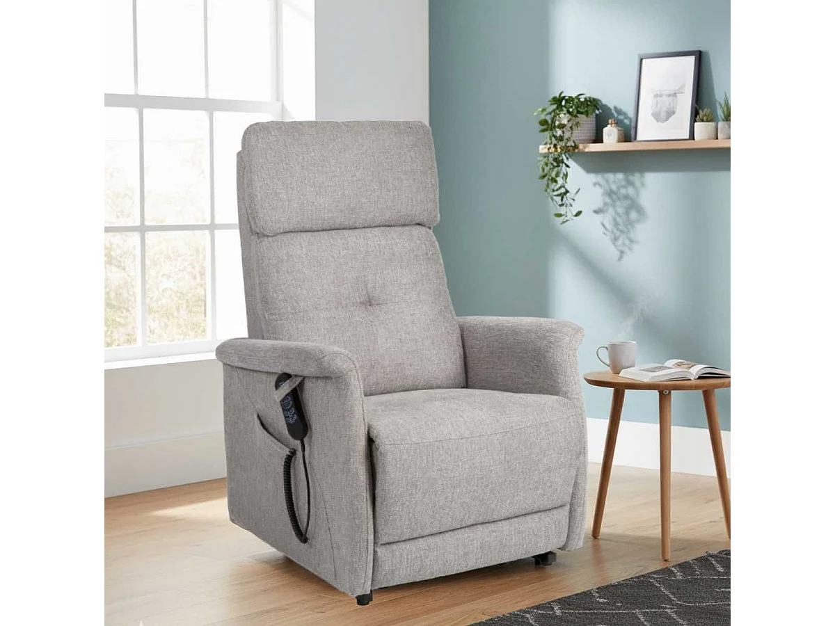 Fauteuil relax releveur tissu polyester gris clair chiné - PRAGUE