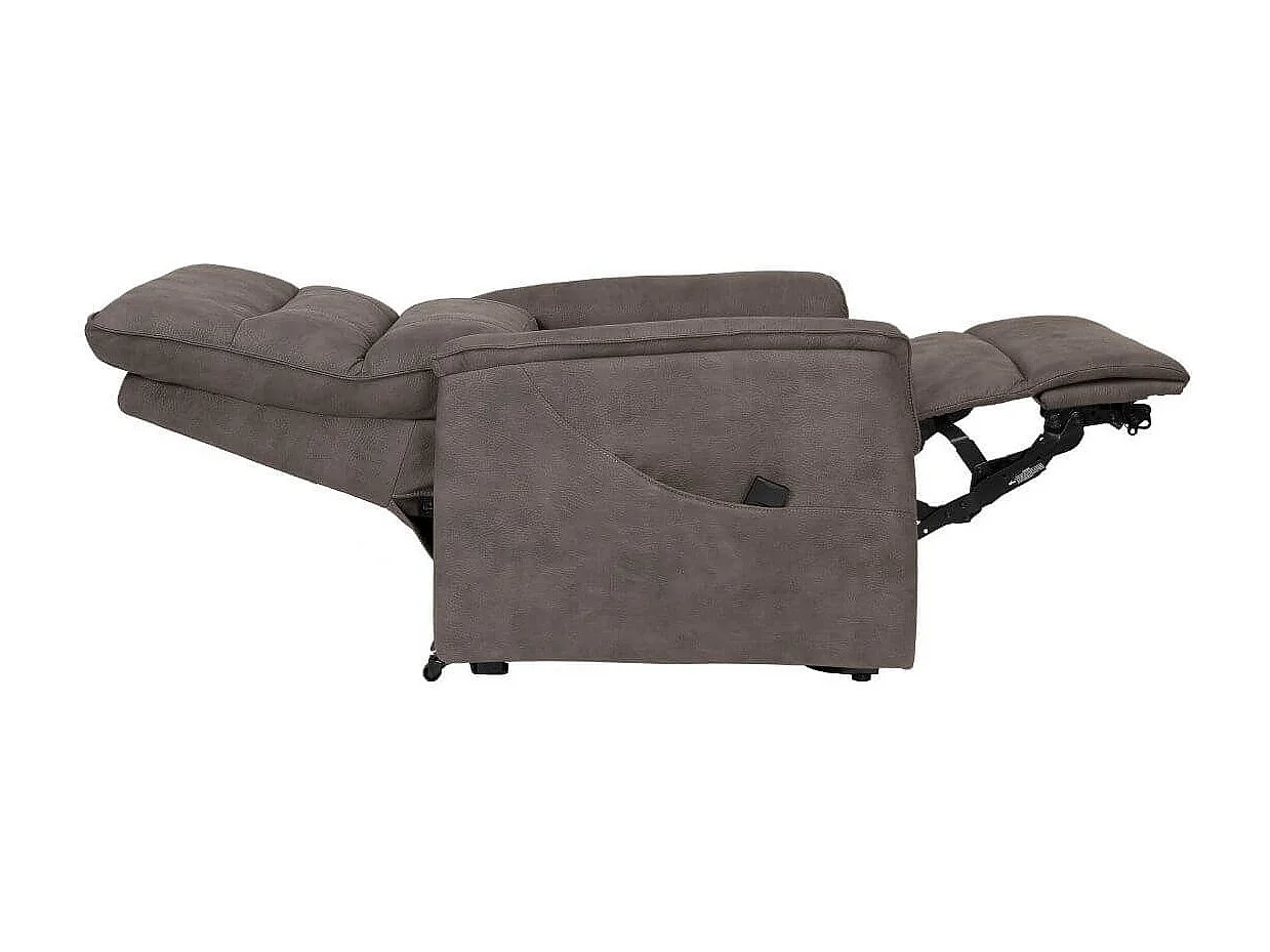 Fauteuil modèle S relax releveur tissu polyester imitation cuir taupe - EVENN