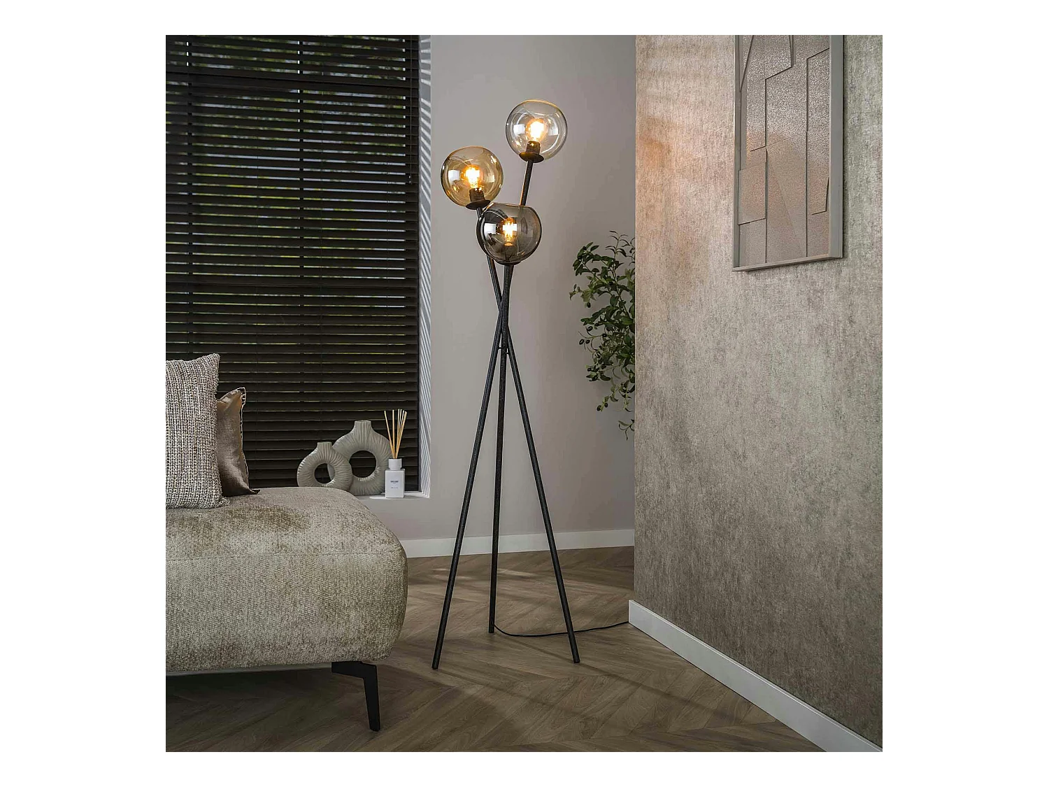 Lampadaire design en verre – torche 3 couleurs NIAGARA