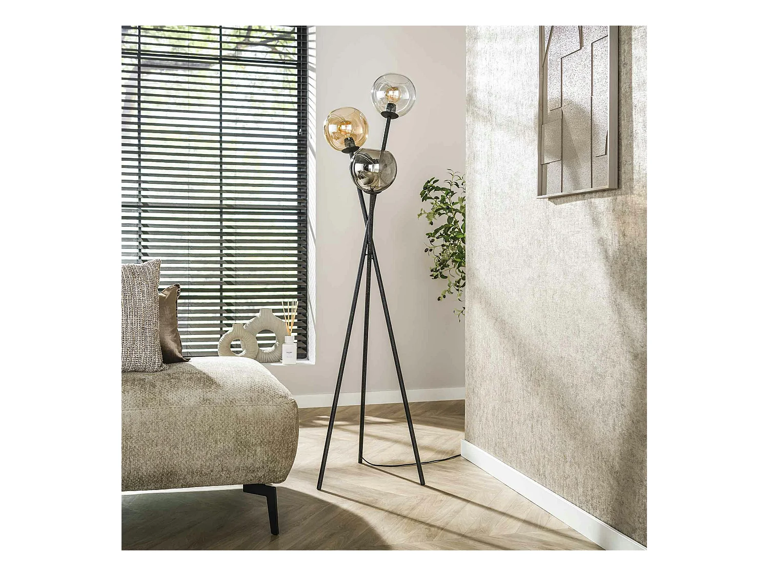 Lampadaire design en verre – torche 3 couleurs NIAGARA