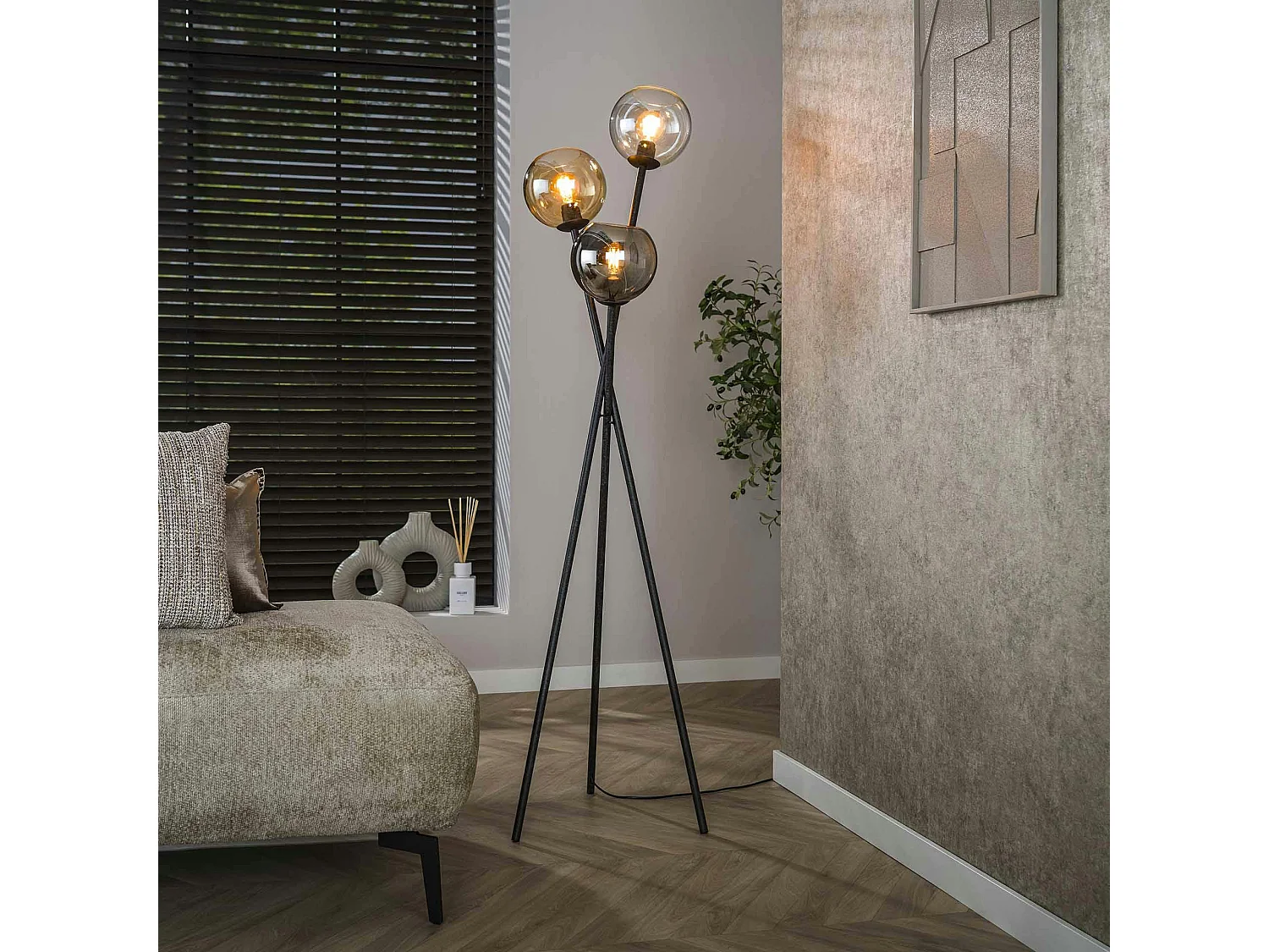 Lampadaire design en verre – torche 3 couleurs NIAGARA