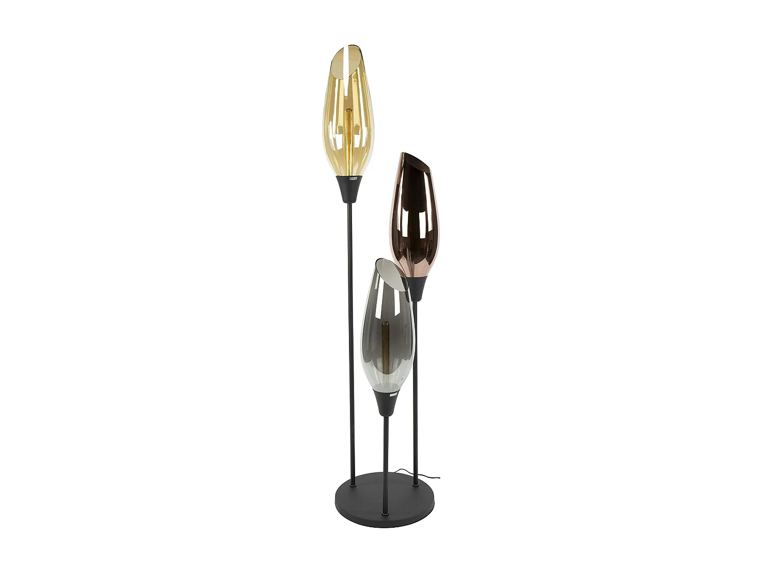 Lampadaire vintage XL avec abat-jour en verre forme torche NIAGARA