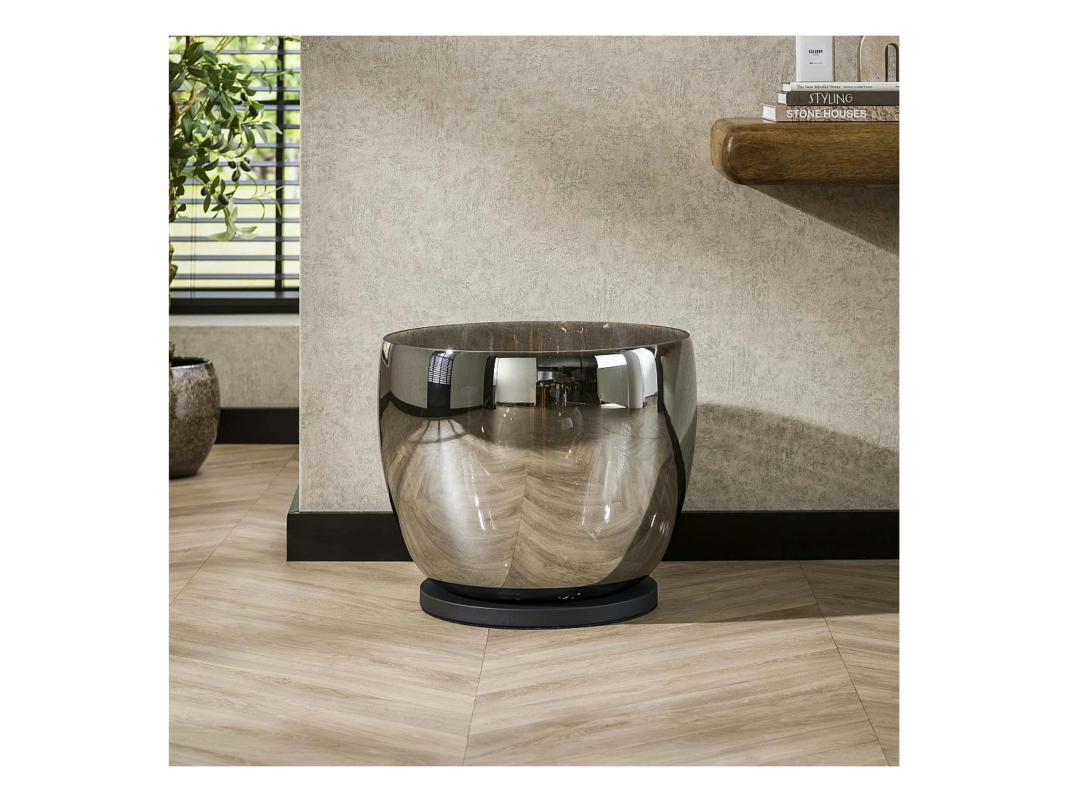 Lampe de salon moderne avec vasque en verre gris fumé 41 cm NIAGARA