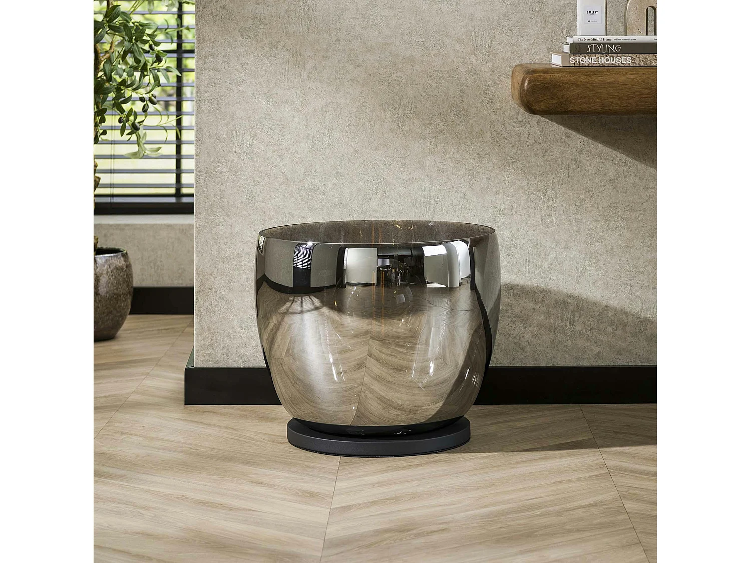 Lampe de salon moderne avec vasque en verre gris fumé 41 cm NIAGARA