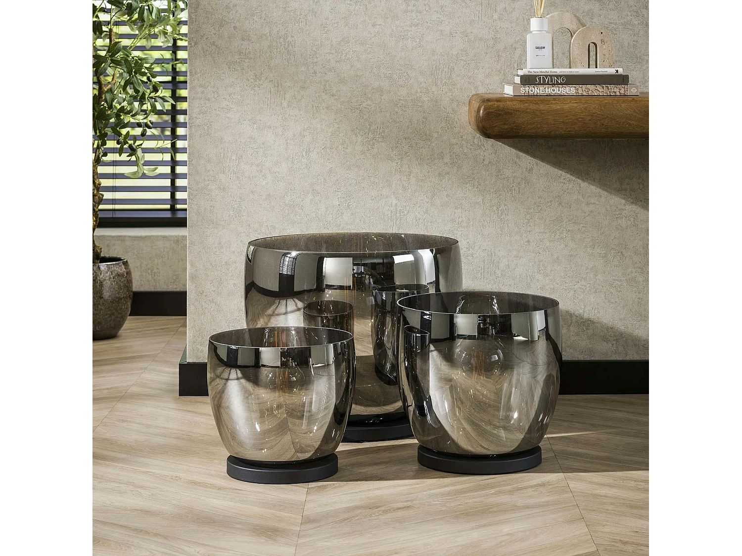 Lampe de salon moderne avec vasque en verre gris fumé 32 cm NIAGARA