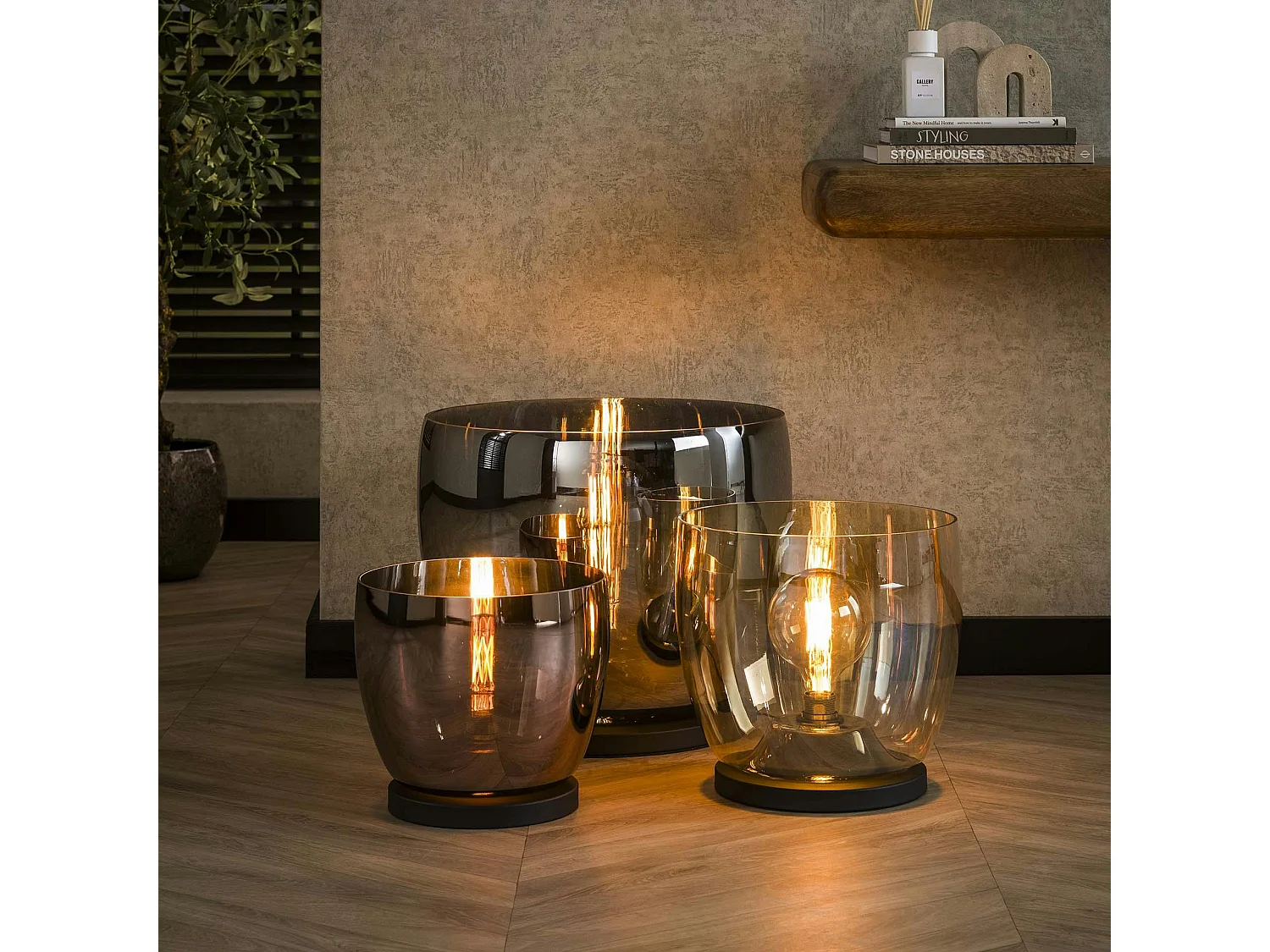 Lampe de salon moderne avec vasque en verre gris fumé 32 cm NIAGARA