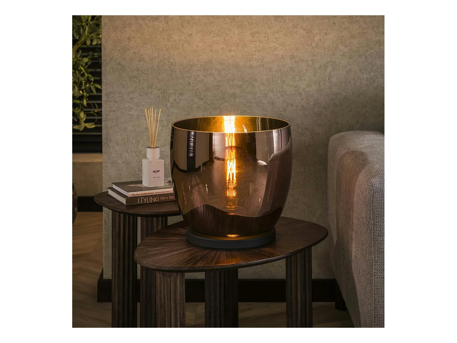 Lampe de salon moderne avec vasque en verre cuivré 32 cm NIAGARA