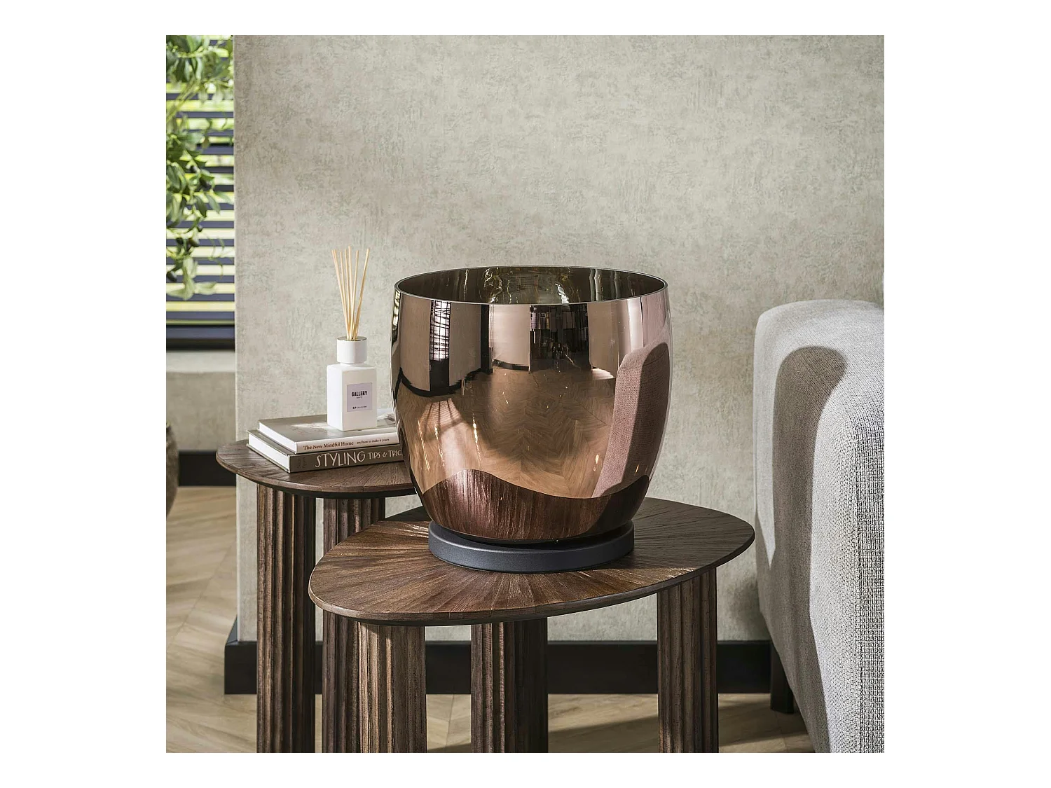 Lampe de salon moderne avec vasque en verre cuivré 32 cm NIAGARA