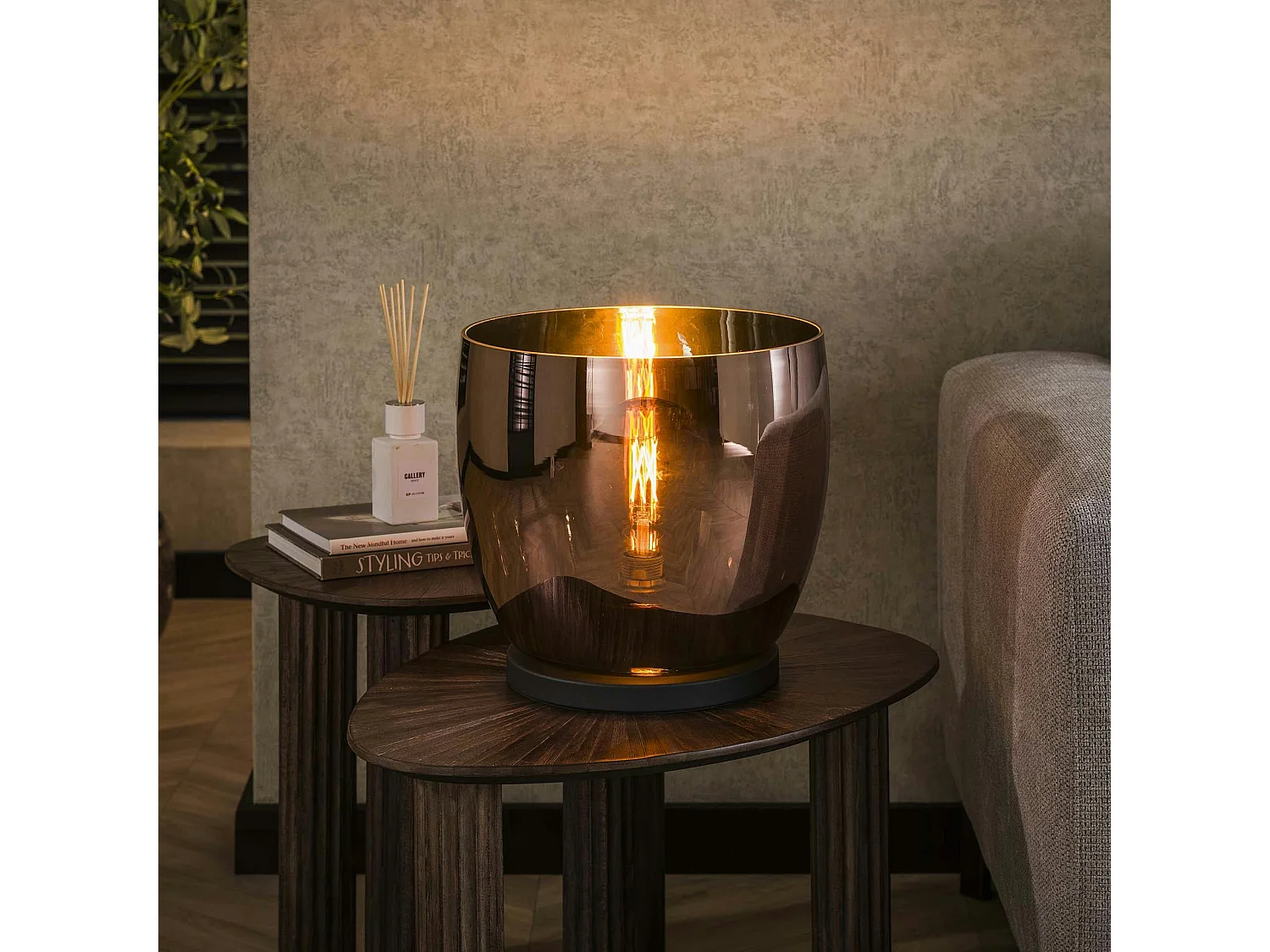 Lampe de salon moderne avec vasque en verre cuivré 32 cm NIAGARA