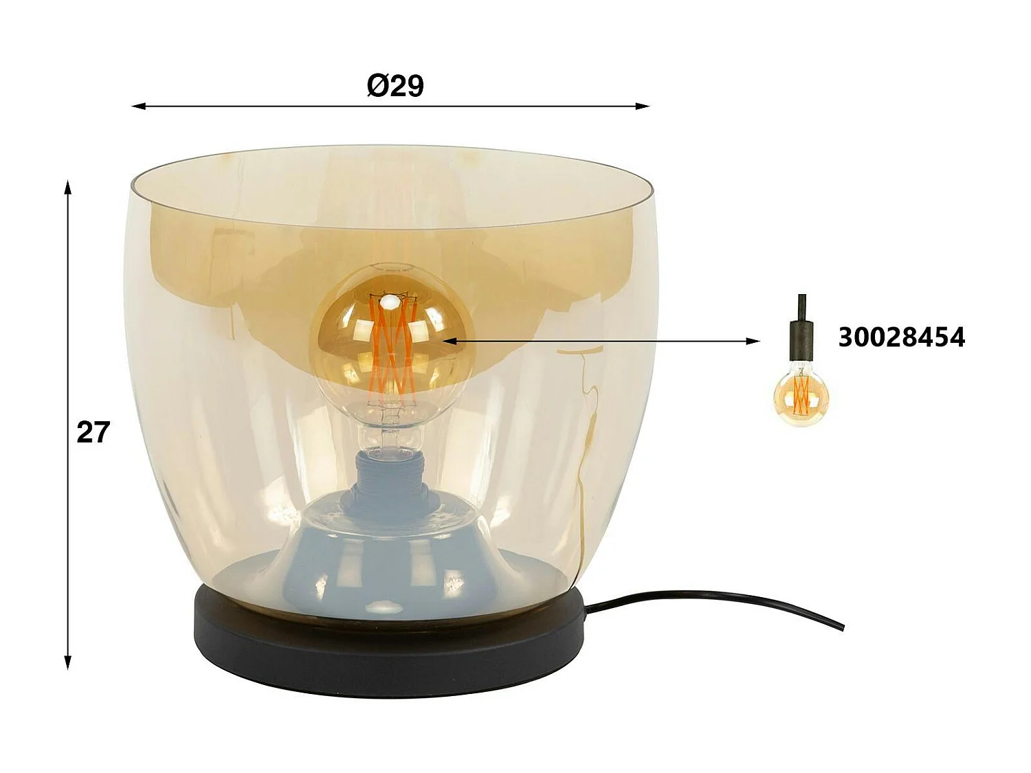 Lampe de salon moderne avec vasque en verre cuivré 27 cm NIAGARA