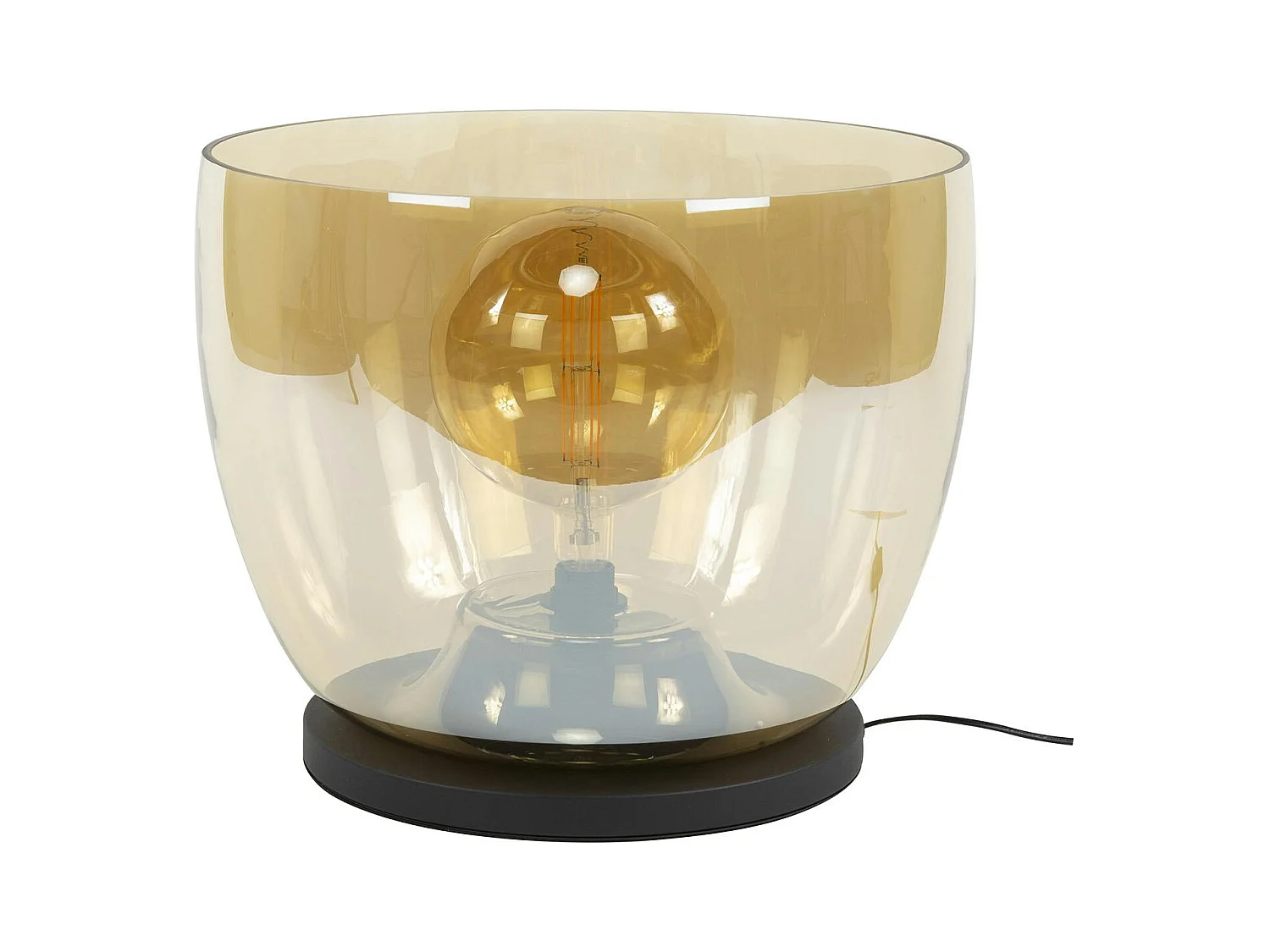 Lampe de salon moderne avec vasque en verre ambré 41 cm NIAGARA