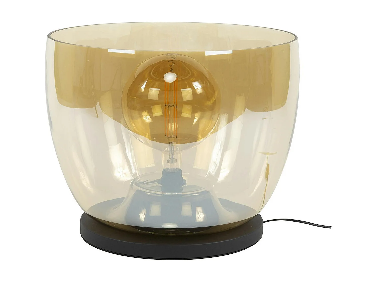 Lampe de salon moderne avec vasque en verre ambré 41 cm NIAGARA