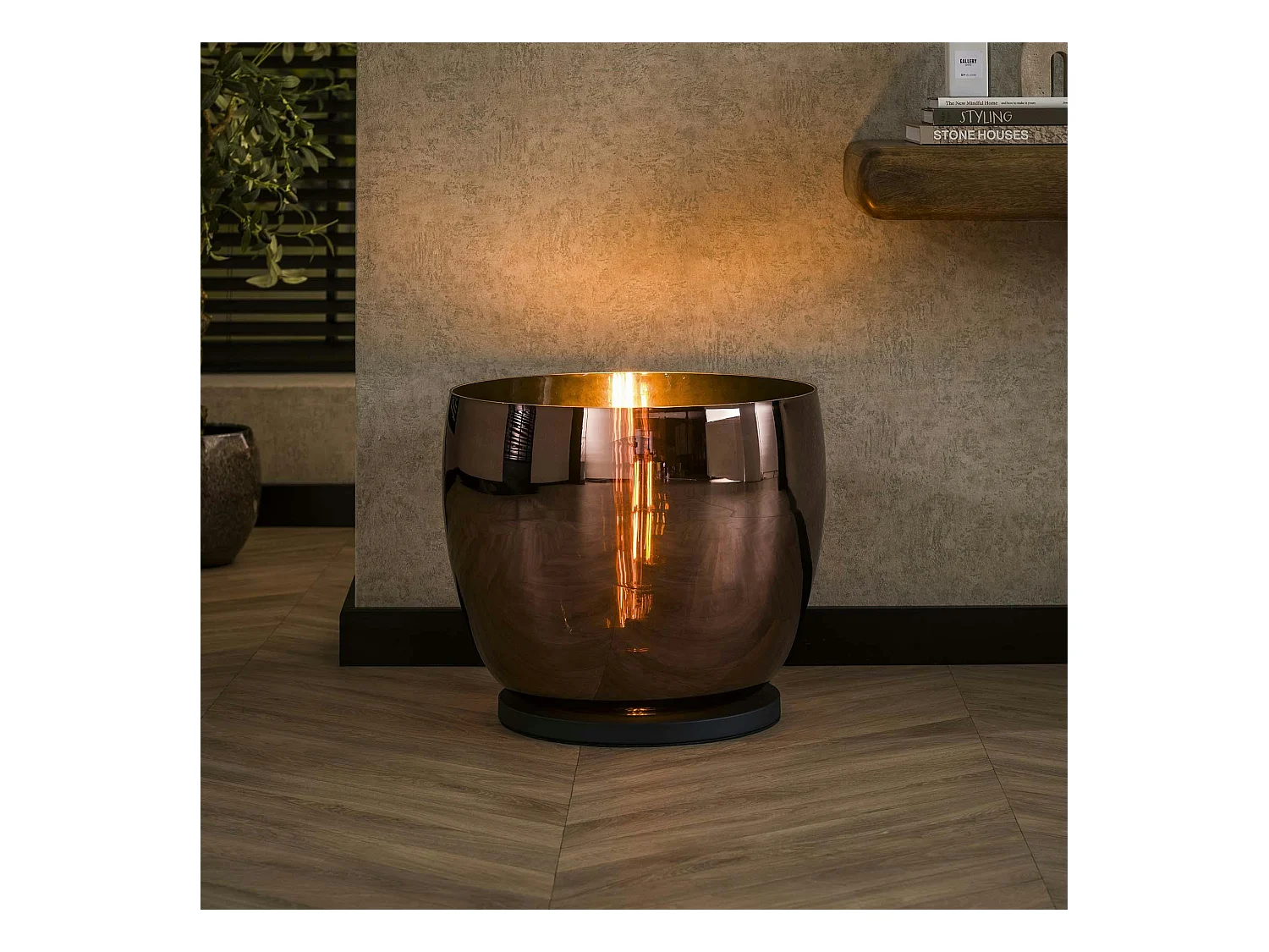 Lampe de salon moderne avec vasque en verre cuivré 41 cm NIAGARA