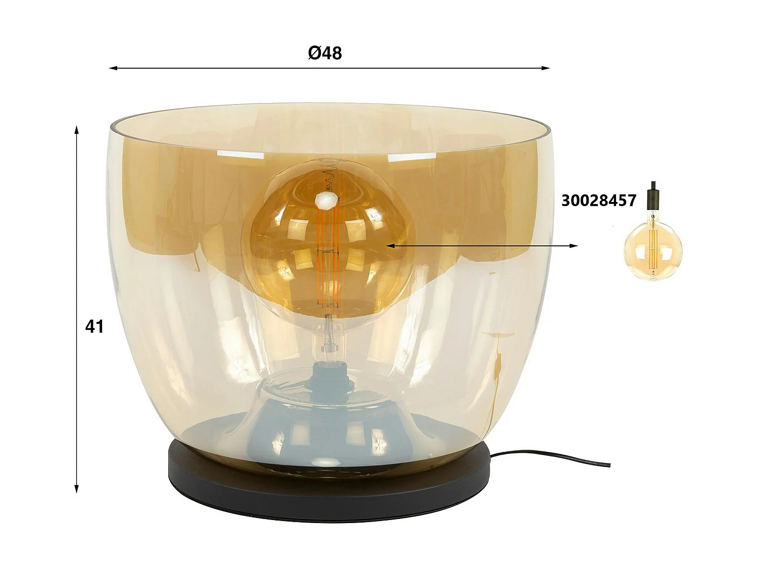 Lampe de salon moderne avec vasque en verre cuivré 41 cm NIAGARA