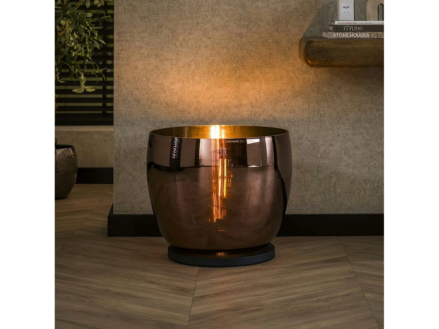 Lampe de salon moderne avec vasque en verre cuivré 41 cm NIAGARA