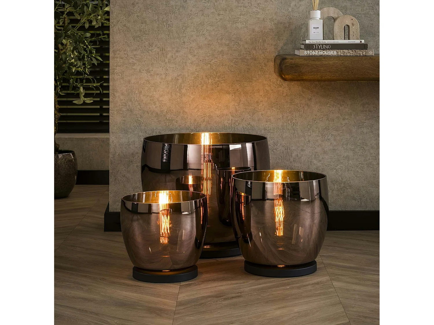 Lampe de salon moderne avec vasque en verre cuivré 41 cm NIAGARA