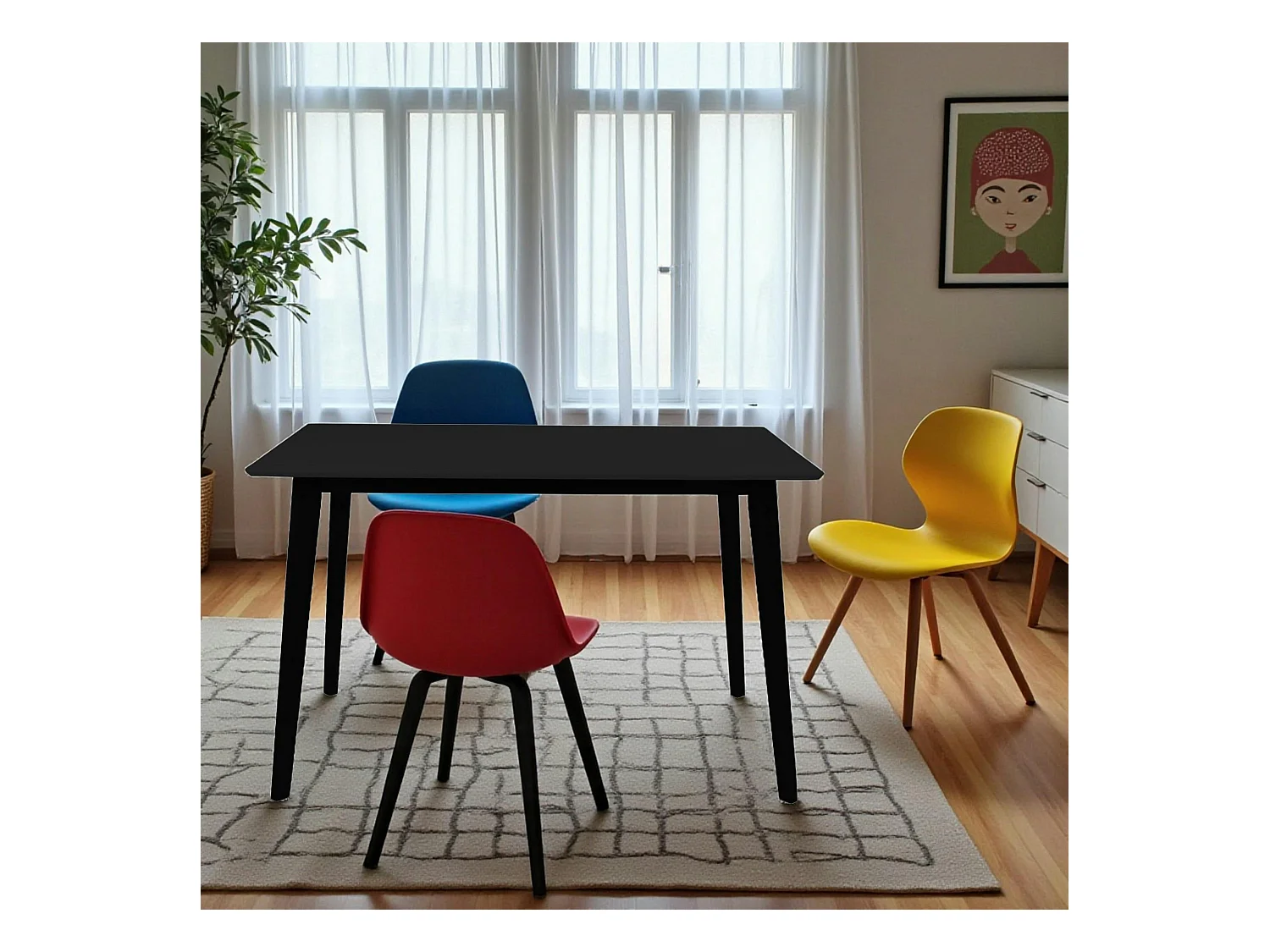 Table à manger en bois noir – rectangulaire, 120 cm TAMPA