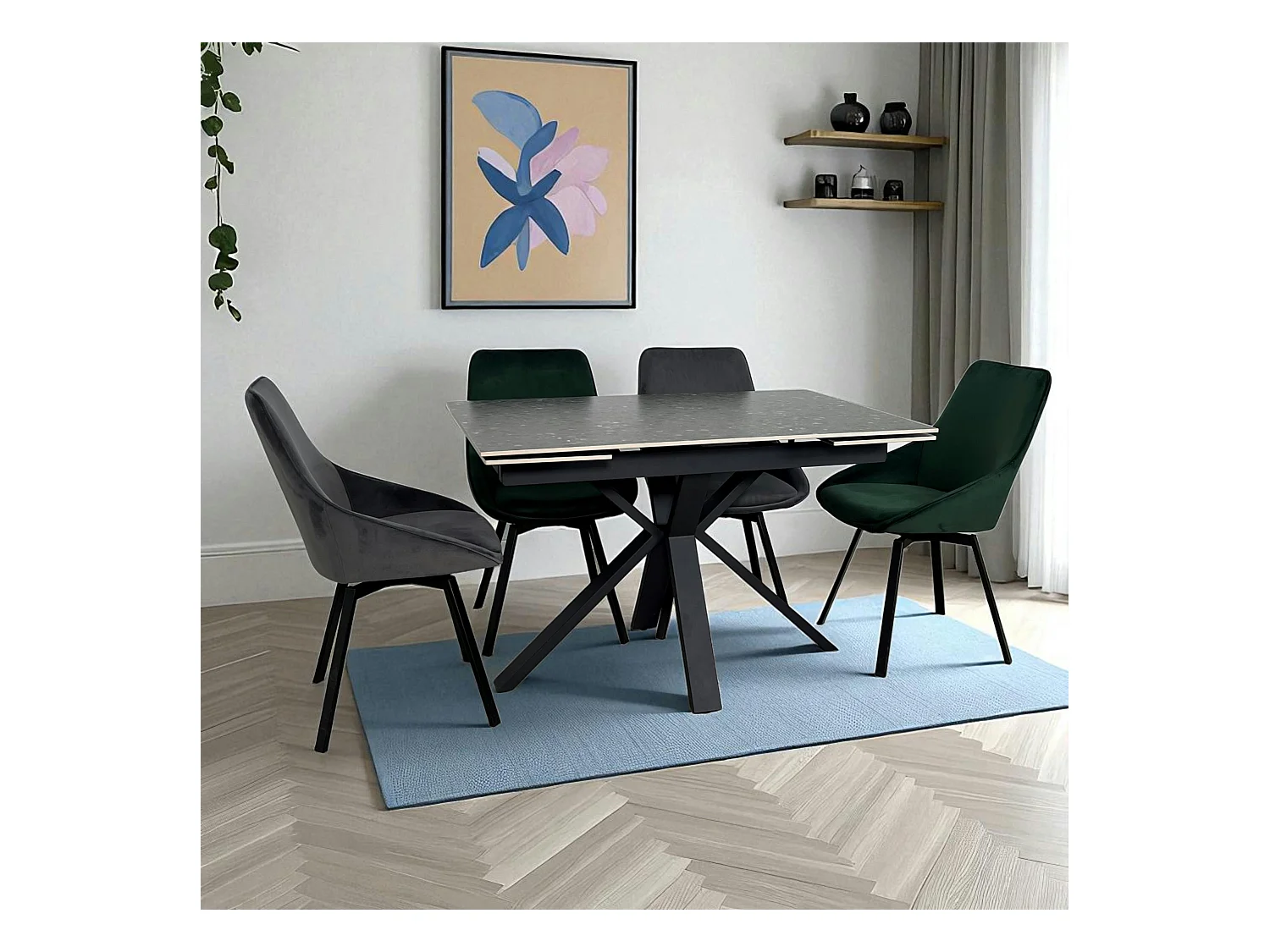 Table céramique extensible - terrazzo gris 120-180 cm VICO