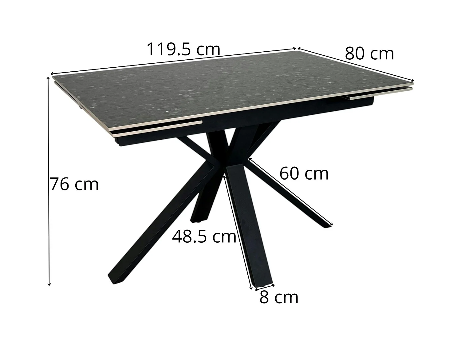 Table céramique extensible - terrazzo gris 120-180 cm VICO