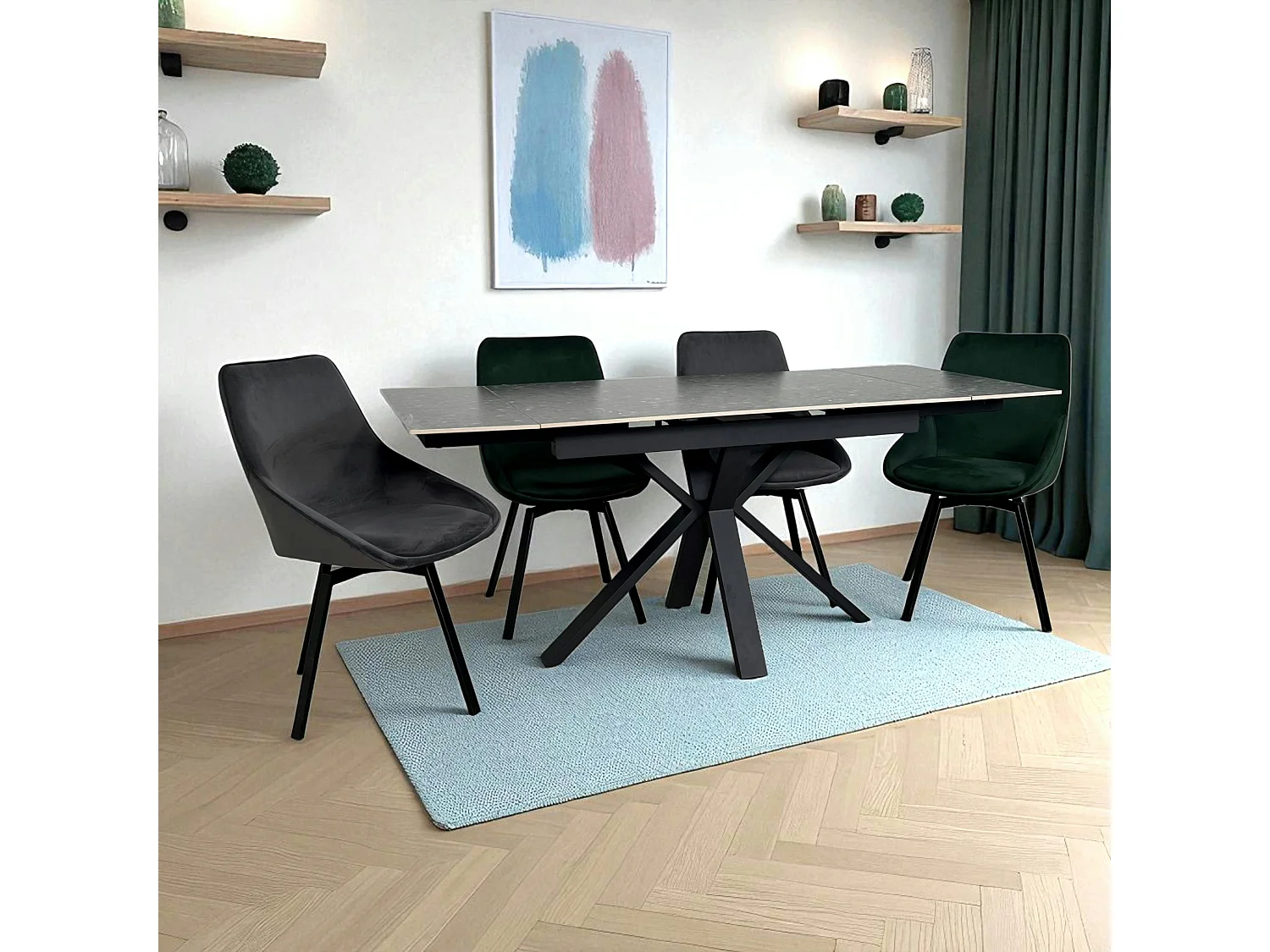 Table céramique extensible - terrazzo gris 120-180 cm VICO
