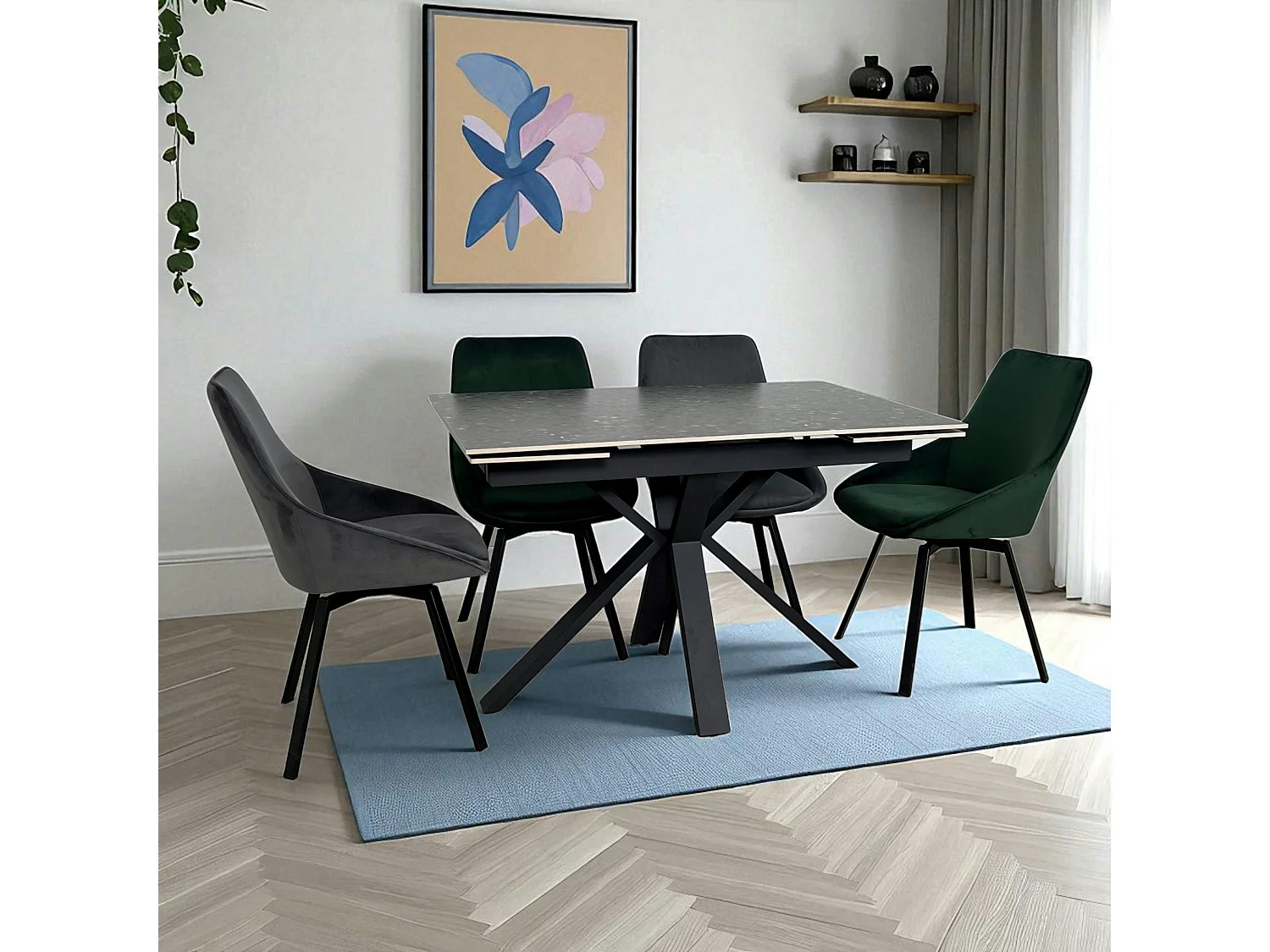 Table céramique extensible - terrazzo gris 120-180 cm VICO
