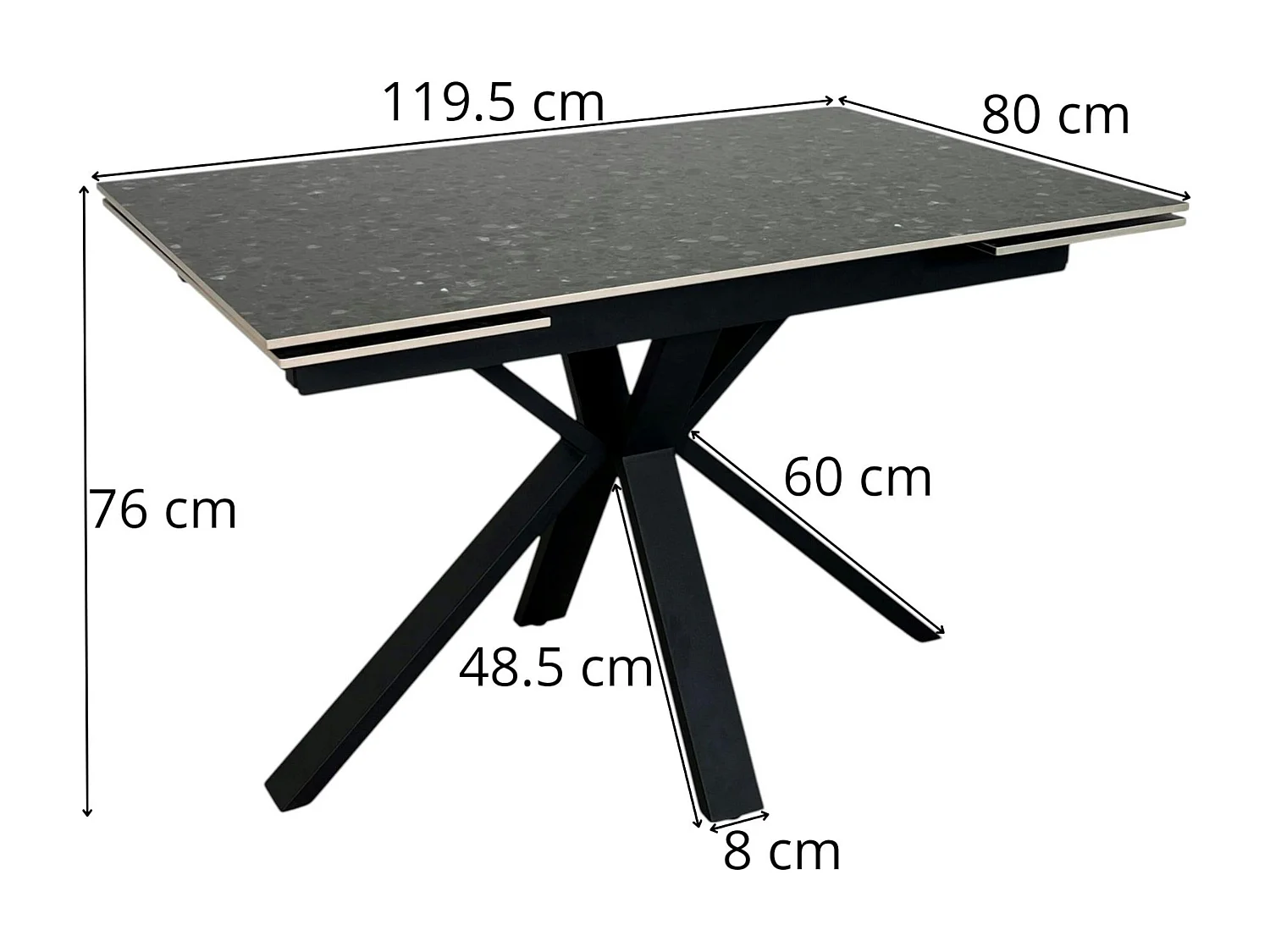 Table céramique extensible - terrazzo gris 120-180 cm VICO