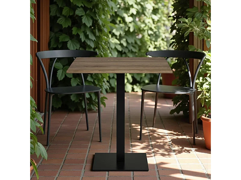 Table bistrot bois brun - pied métal noir, 70 cm NAPA