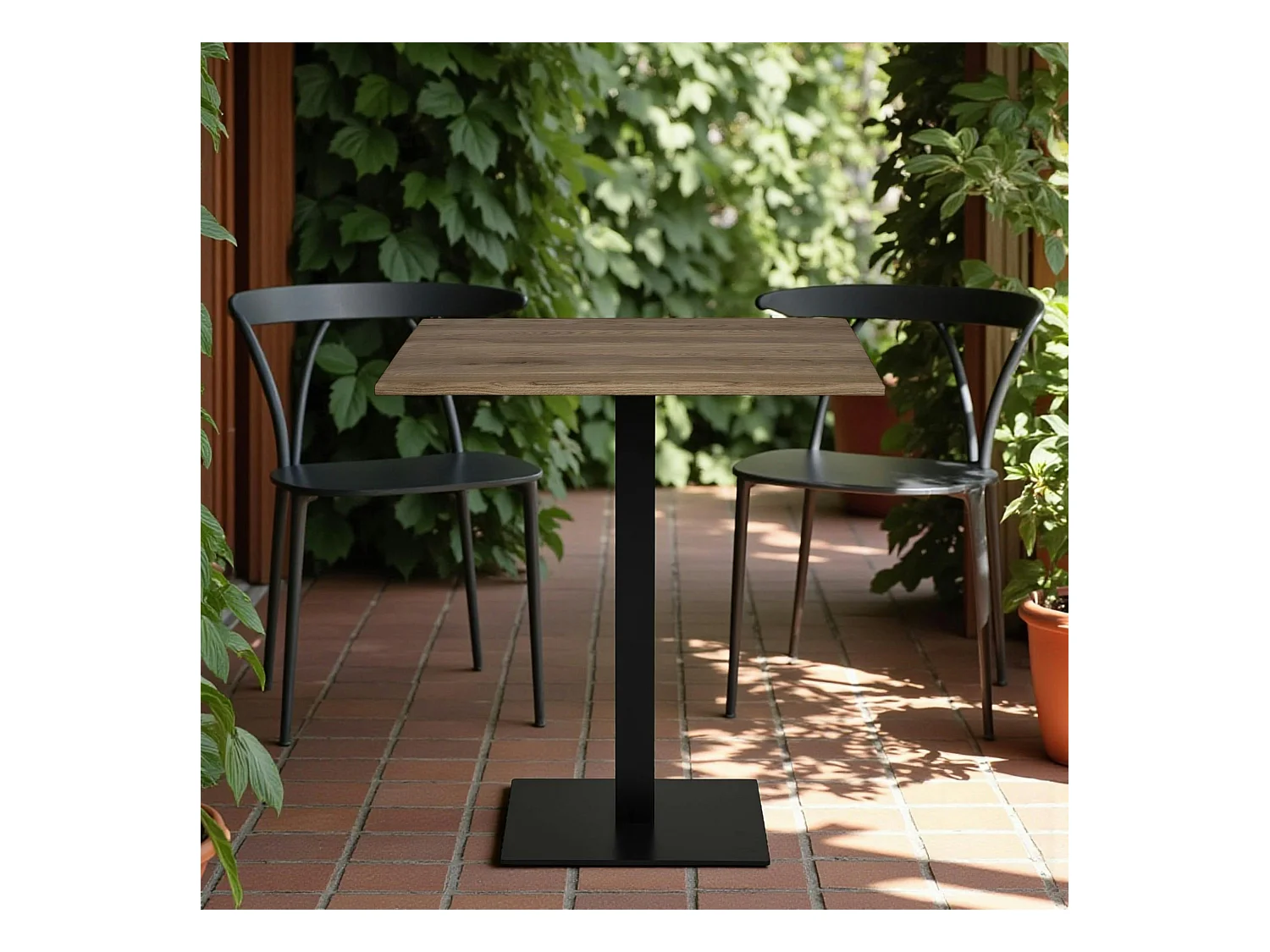 Table bistrot bois brun - pied métal noir, 70 cm NAPA
