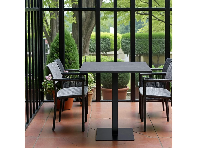 Table bistrot mélamine grise - pied métal noir, 70 cm NAPA