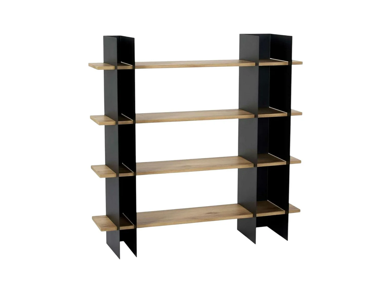 Bibliothèque étagère moderne 4 plateaux - niches noires JENA