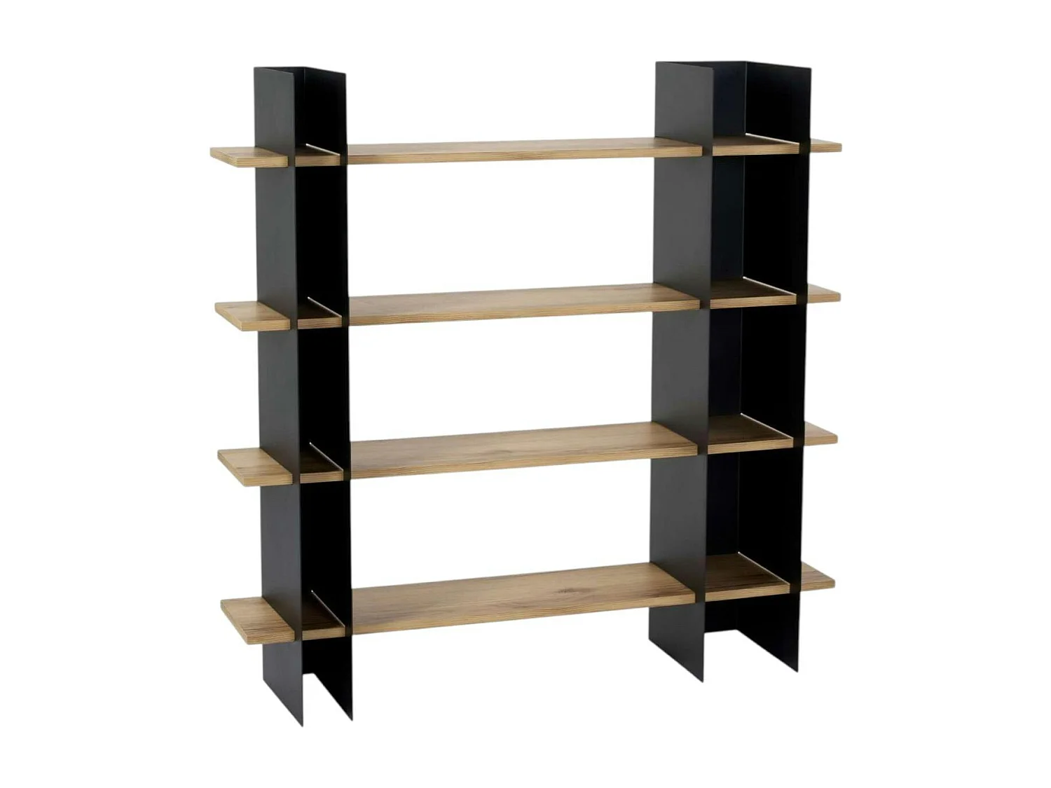 Bibliothèque étagère moderne 4 plateaux - niches noires JENA