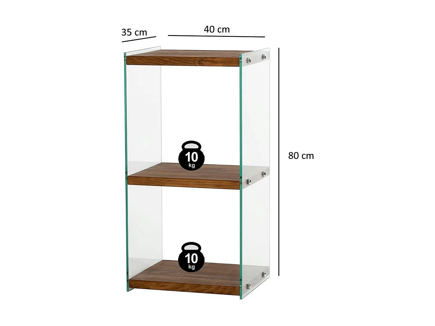 Colonne vitrine design - bois marron, 3 plateaux LHASA