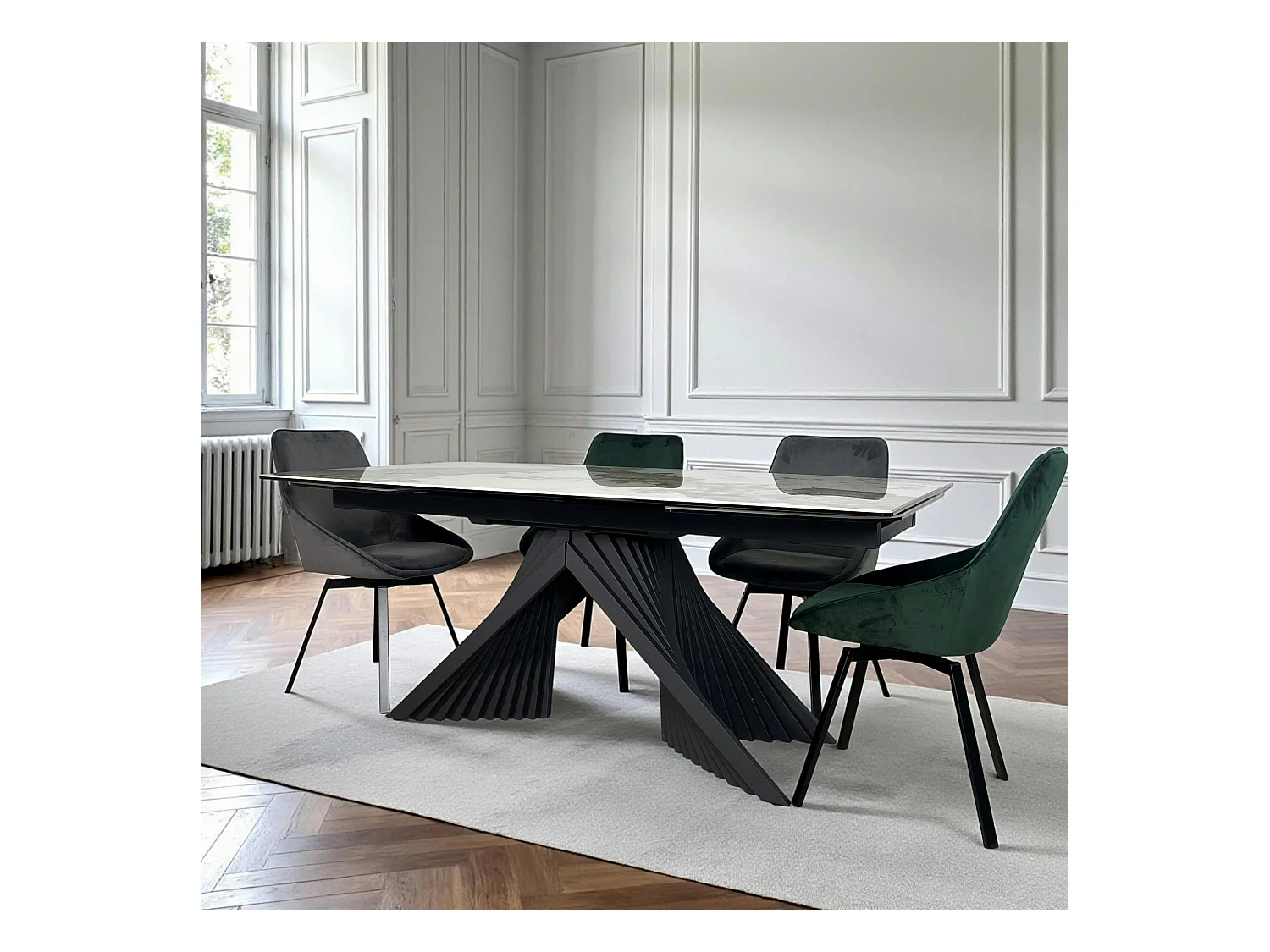 Table extensible céramique - pied origami 180-280 cm LOMBARDIE
