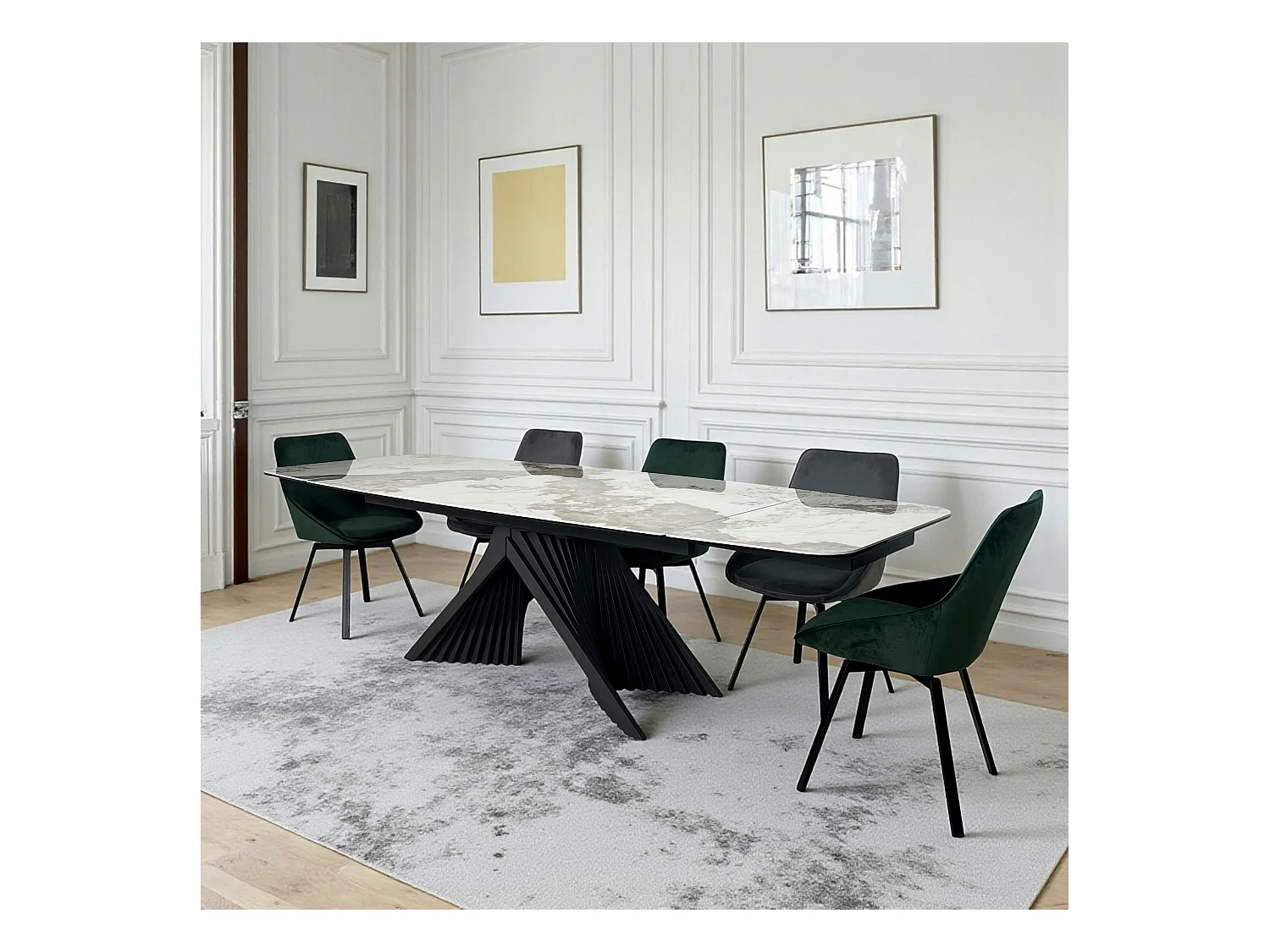 Table extensible céramique - pied origami 180-280 cm LOMBARDIE