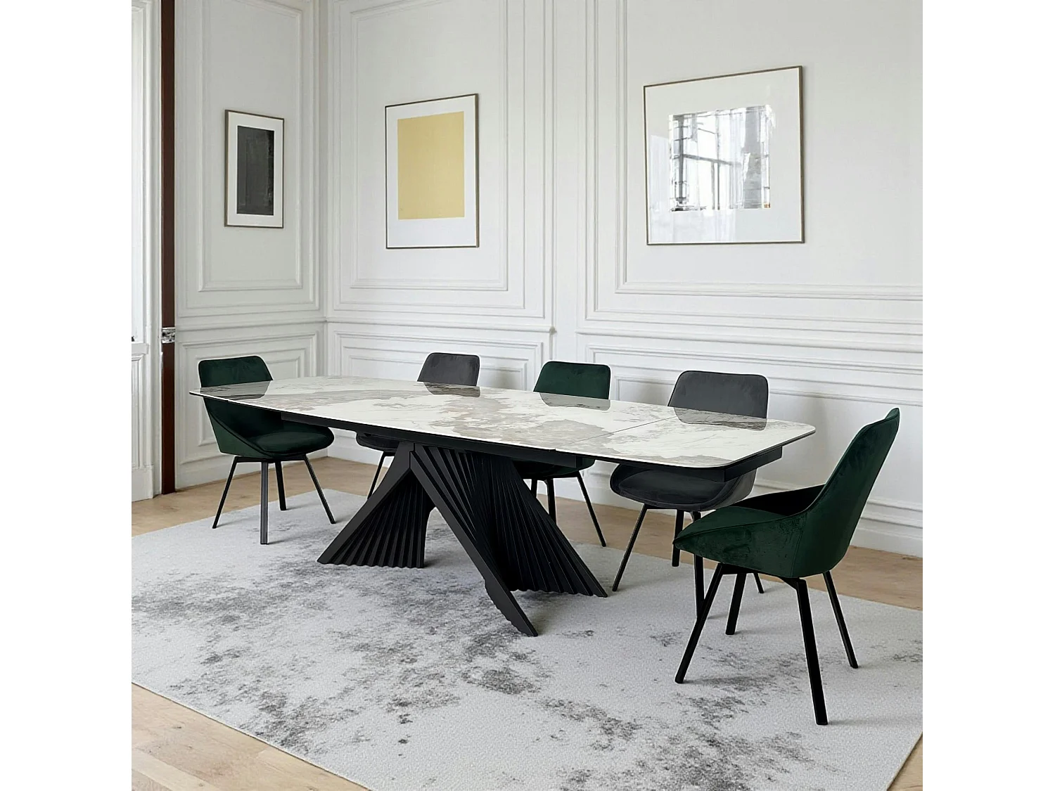 Table extensible céramique - pied origami 180-280 cm LOMBARDIE