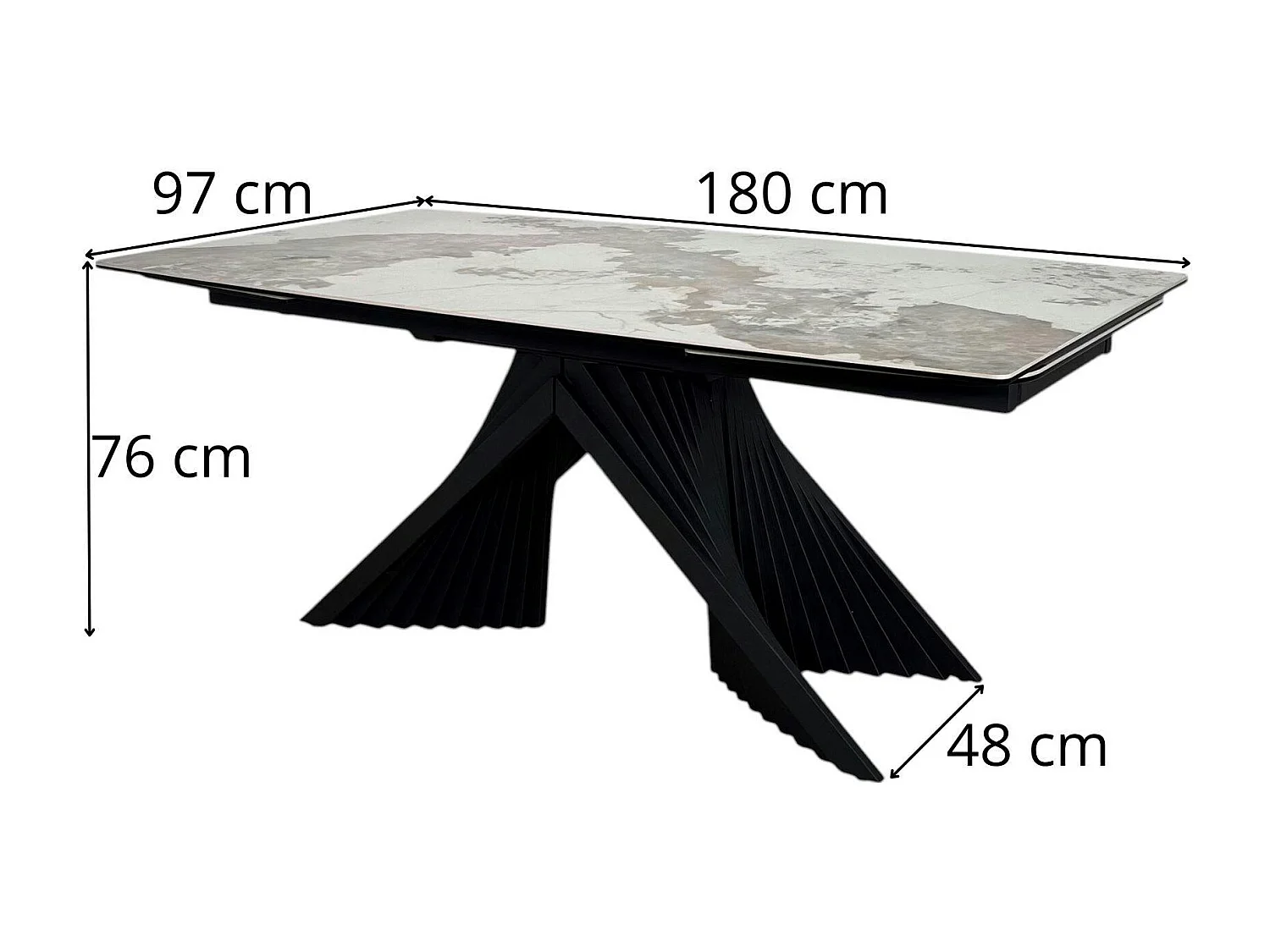 Table extensible céramique - pied origami 180-280 cm LOMBARDIE