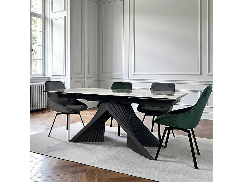 Table extensible céramique - pied origami 180-280 cm LOMBARDIE