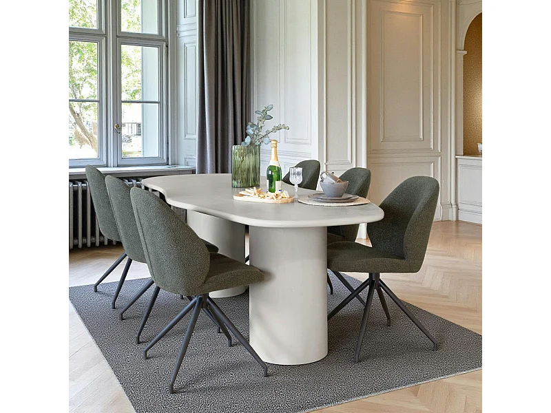 Table à manger moderne grise - organique, 200 cm ALBERTA